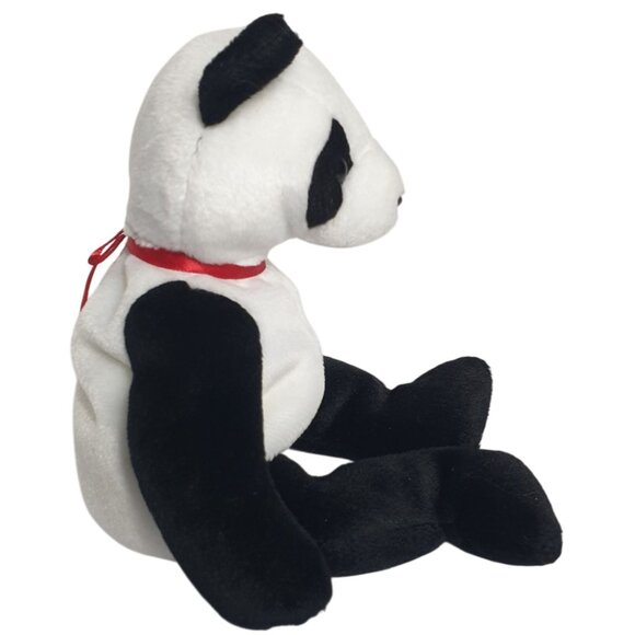 VTG Ty Beanie Babies Fortune Panda Bear 8.5" Plush Toy 1997 Black White W Tags - Picture 3 of 9